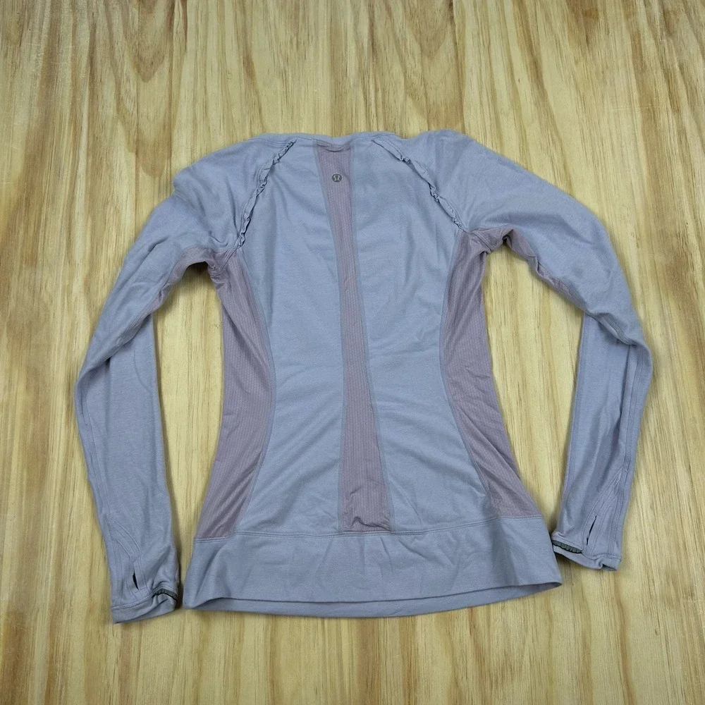 Lululemon‎ Shirt Womens 6 Pink Purple Cute Long Sleeve Zip Pocket